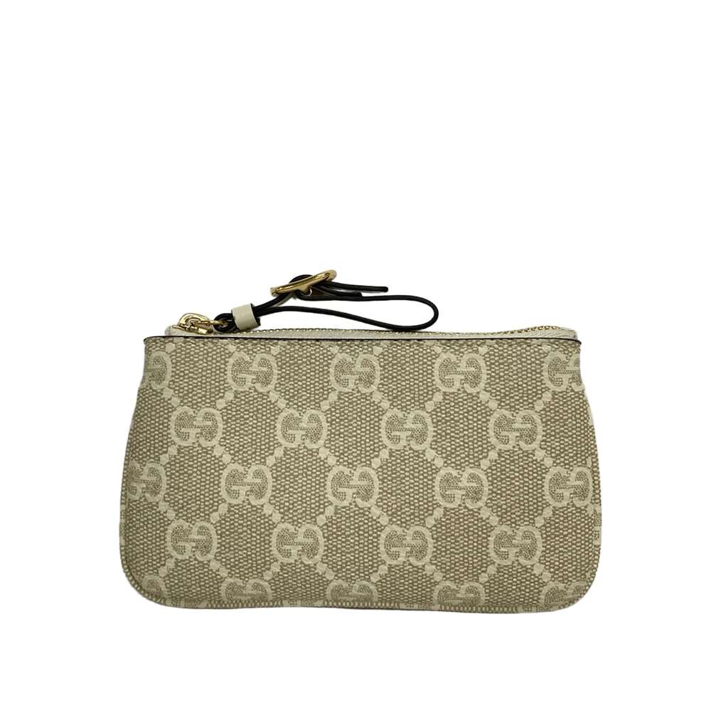 Gucci GG Emblem Coin Case 819113 Beige Cream PVC Leather